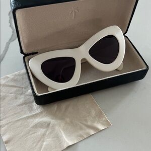 Sunday Somewhere White Cat-Eye Sunglasses with Dark Lenses